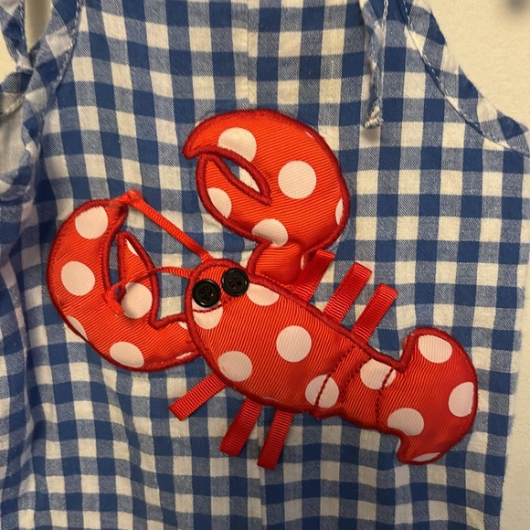Mud Pie 0-6m  Baby Girl Lobster Outfit one piece romper 4th July Summer - Picture 2 of 6